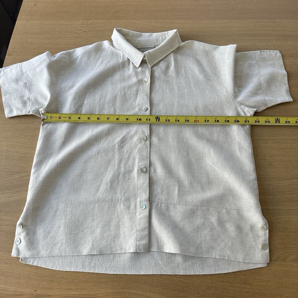 Vintage USA Made Coldwater Creek Linen Cotton Button Up Shirt M side-slit hem - Picture 9 of 10